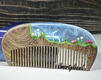 Patronus Wood Resin Comb | Beard Wood Resin Comb |Hair Accessories |Sandalwood Comb| Resin Hair Comb| Wood Comb | Patronus Gifts