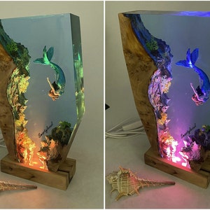 Mermaid Resin Lamp | Mermaid Resin Night Light | Mermaid Gifts | Mermaid Resin Figurines | Girls decor mermaid | Gifts for Valentine's Day