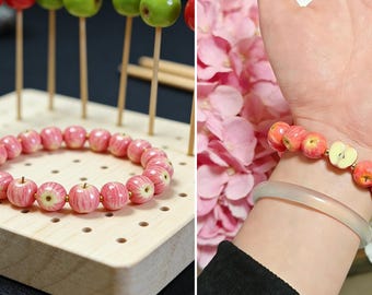Apple Polymer Clay Charm Bracelet | Kawaii Fruit Jewelry |Jellyfish Resin Earrings, Jellyfish resin pendant, Gift for jellyfish lover