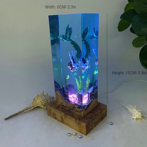 Meerjungfrau Resin Nachtlicht | Meerjungfrau-Resin-Kunst | Geschenk für Meerjungfrau-Liebhaber | Meerjungfrau Art Deco | Schiffswrack Resin Epoxy Lampe | Geschenk für Sie