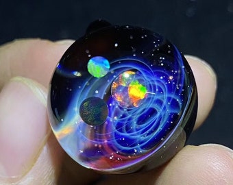 Galaxy Glass Pendant | Floral Glass Art Bracelet | Space Glass Pendant | Glass Galaxy Pendant | Twisted Space Glass Orb