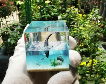 Ocean Diorama Resin Paperweight, Mini Sea Scene, Handmade Ocean Decor, Beach Lover Gift, Aesthetic Desk Accessory