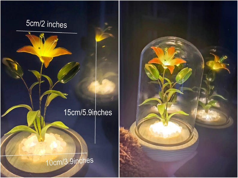 Lampada a forma di fiore in resina, lampada magica a forma di fiore dorato fatta a mano, fiore di Sundelions, lampada floreale in resina, regalo di compleanno, regalo per gli amanti delle fiabe sundelions flower