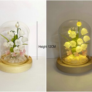 Lampada a forma di fiore in resina, lampada magica a forma di fiore dorato fatta a mano, fiore di Sundelions, lampada floreale in resina, regalo di compleanno, regalo per gli amanti delle fiabe lily of valley 12CM