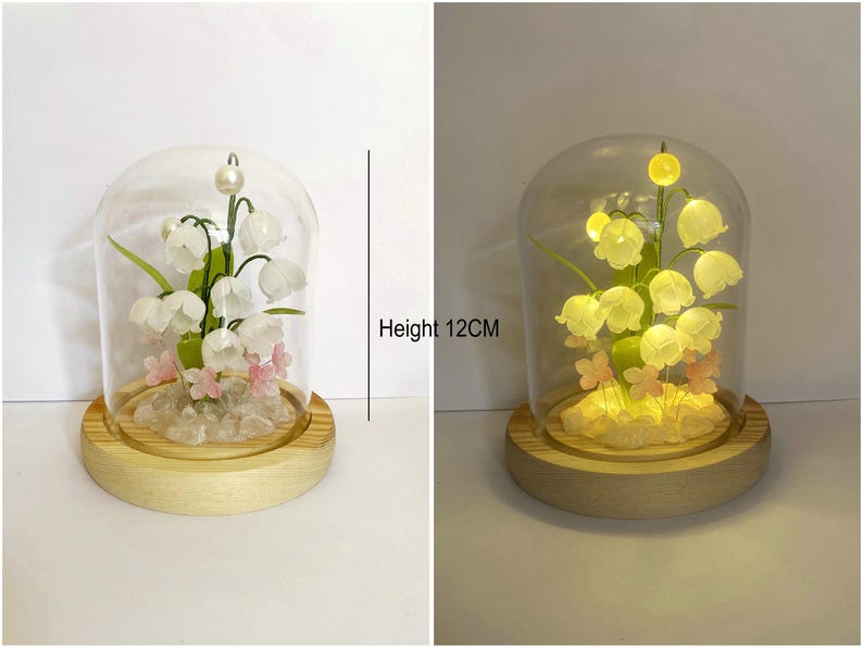 Lampada a forma di fiore in resina, lampada magica a forma di fiore dorato fatta a mano, fiore di Sundelions, lampada floreale in resina, regalo di compleanno, regalo per gli amanti delle fiabe lily of valley 12CM