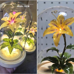 Lampada a forma di fiore in resina, lampada magica a forma di fiore dorato fatta a mano, fiore di Sundelions, lampada floreale in resina, regalo di compleanno, regalo per gli amanti delle fiabe immagine 3