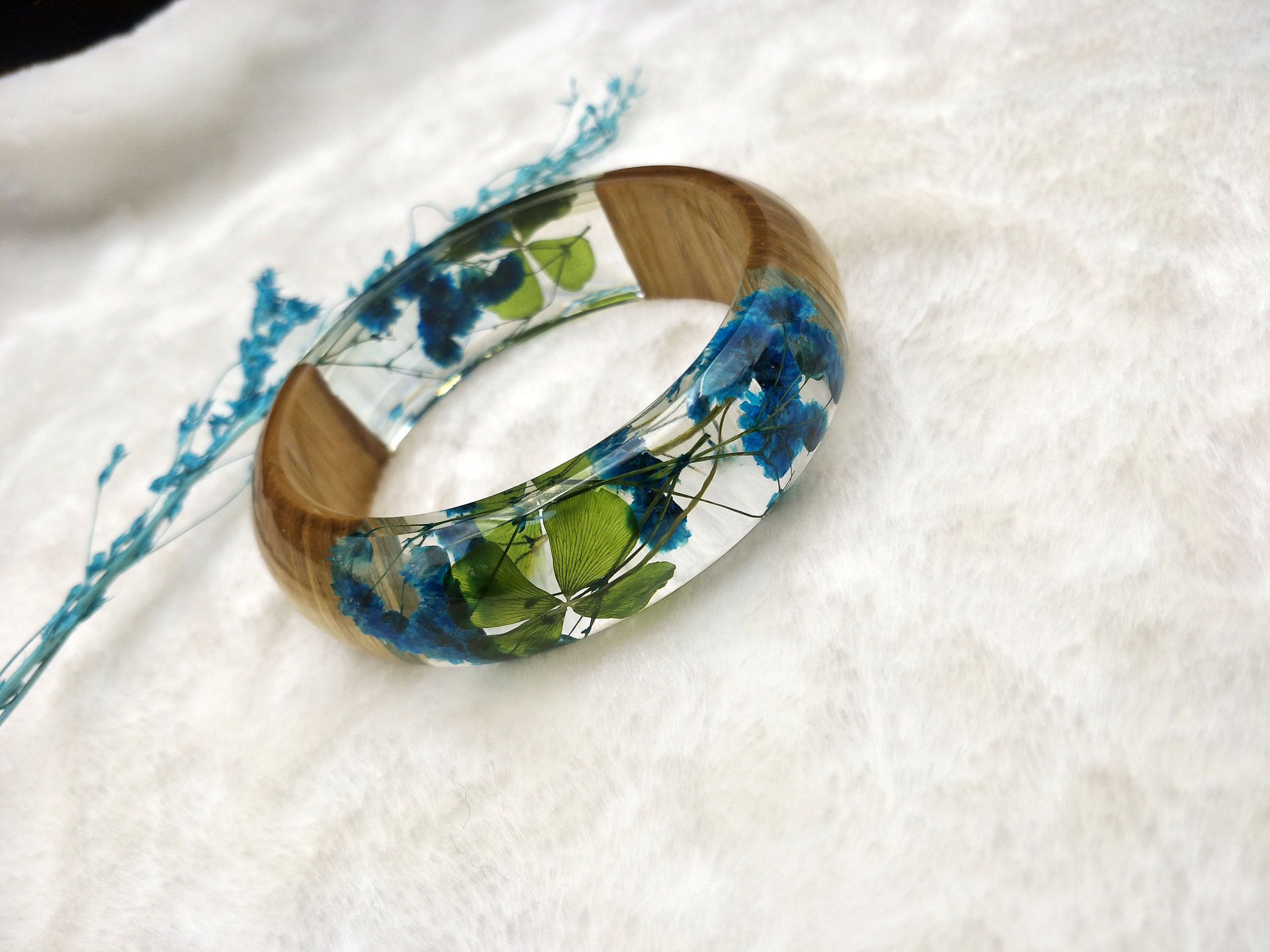 Dried Flower Resin Bangles Pressed Flower Jewelry Floral Etsy
