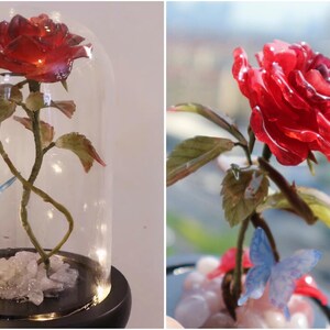 Lampada a forma di fiore in resina, lampada magica a forma di fiore dorato fatta a mano, fiore di Sundelions, lampada floreale in resina, regalo di compleanno, regalo per gli amanti delle fiabe immagine 14