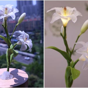 Lampada a forma di fiore in resina, lampada magica a forma di fiore dorato fatta a mano, fiore di Sundelions, lampada floreale in resina, regalo di compleanno, regalo per gli amanti delle fiabe immagine 8