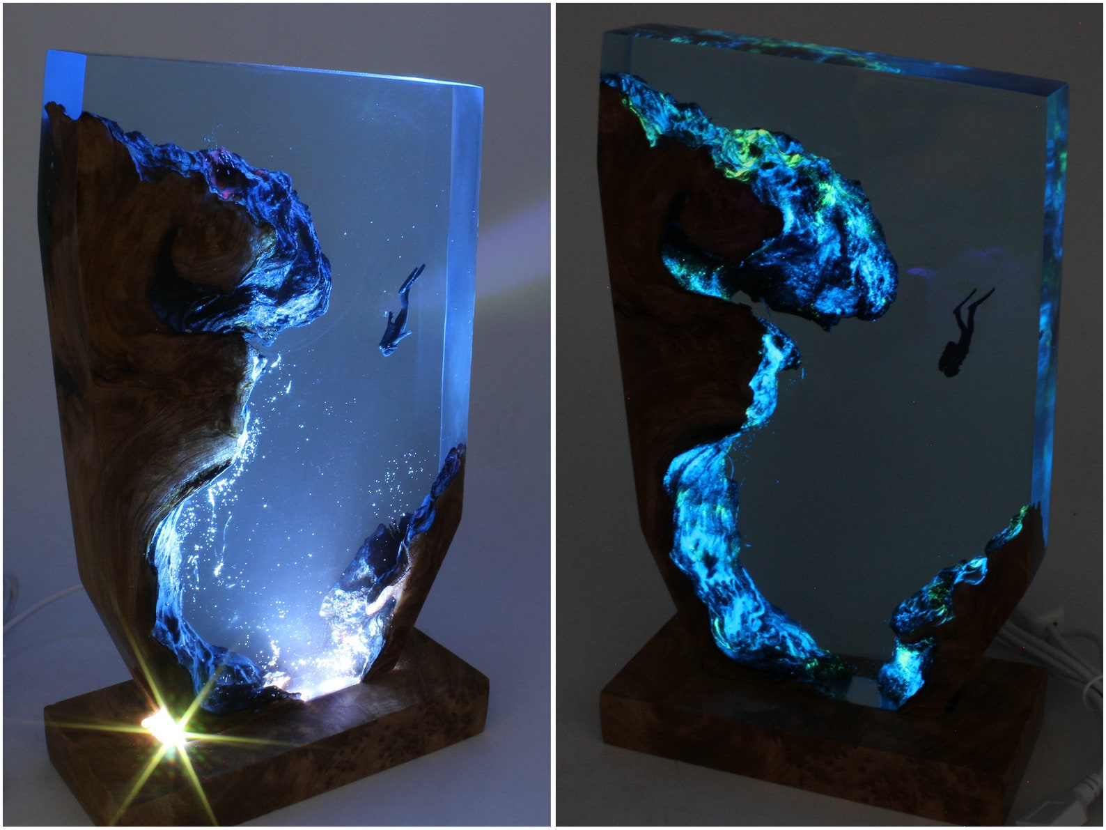 Wood Resin Lamp Gifts for Scuba Diver Resin Night Light Etsy