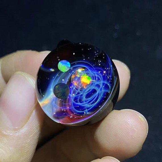 Galaxy Glass Pendant | Floral Glass Art Bracelet | Space Glass Pendant | Glass Galaxy Pendant | Twisted Space Glass Orb