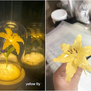 Lampada a forma di fiore in resina, lampada magica a forma di fiore dorato fatta a mano, fiore di Sundelions, lampada floreale in resina, regalo di compleanno, regalo per gli amanti delle fiabe immagine 9