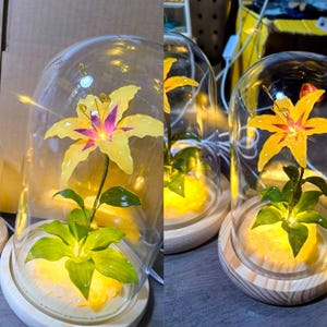 Lampada a forma di fiore in resina, lampada magica a forma di fiore dorato fatta a mano, fiore di Sundelions, lampada floreale in resina, regalo di compleanno, regalo per gli amanti delle fiabe immagine 2