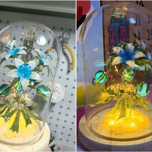 Witchy Flower lamp, Witchy Mushroom lamp | Mushroom Night Light with Glowing Crystal | Gift for Wife, Enchanted Forest, Resin Diorama