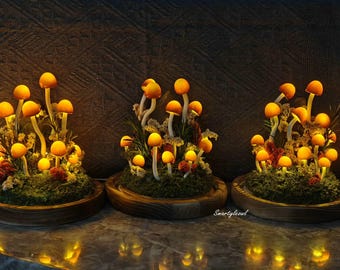 Handcrafted Miniature Forests, Fall Decor, mushroom elves, fantasy woodland, figurine decor