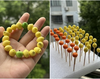 Handmade Clay Fruit Jewelry, Realistic Apple Strawberry Bracelet, Polymer Clay Fruit Bracelet, Cute Nature Inspired Jewelry