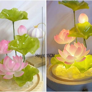 Lampada a forma di fiore in resina, lampada magica a forma di fiore dorato fatta a mano, fiore di Sundelions, lampada floreale in resina, regalo di compleanno, regalo per gli amanti delle fiabe lotus-15cm