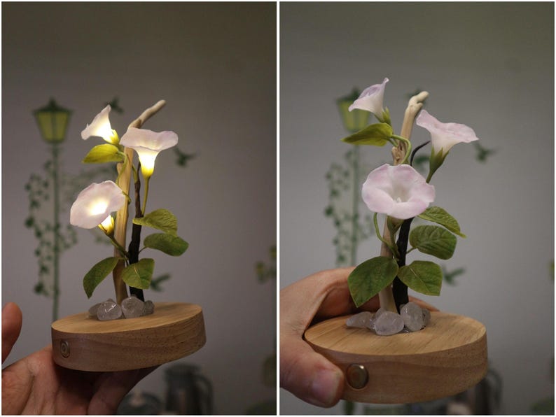 Lampada a forma di fiore in resina, lampada magica a forma di fiore dorato fatta a mano, fiore di Sundelions, lampada floreale in resina, regalo di compleanno, regalo per gli amanti delle fiabe Morning glory