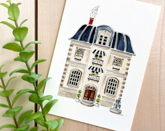 French Chateau Watercolor Art Print | 5x7 Print | Travel Art | Wall Decor | Cottage Illustration | French Country | Travel Gift | Home Decor