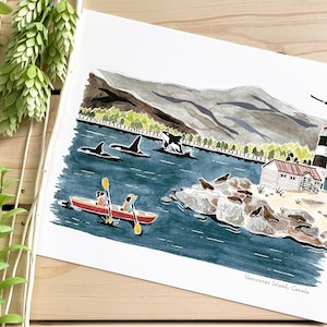 Vancouver Island Watercolor Art Print | 8x10 Print | Canada Art | Wall Decor | City Illustration | Landscape | Travel Gift | Home Decor