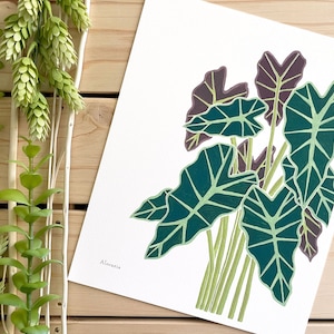 Alocasia Art Print | 8x10 Print | Botanical Wall Art | Floral Decor | Houseplant Painting | Plants | Leaf Print | Farmhouse | Home Decor