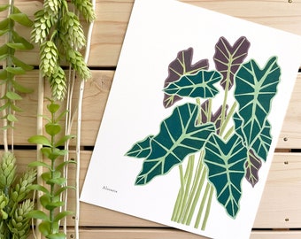 Alocasia Art Print | 8x10 Print | Botanical Wall Art | Floral Decor | Houseplant Painting | Plants | Leaf Print | Farmhouse | Home Decor