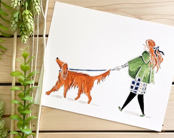 Konsttryck med sällskapsdjur irländsk setter | 8x10 tryck | Husdjurskonst | Hundälskare | Djurkonst | Hundraser | Modekonst | Heminredning | Gåvor för husdjur