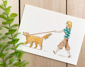 Golden Retriever Companion Art Print | 5x7 Print | Pet Art | Dog Lovers | Animal Art | Dog Breeds | Fashion Art | Home Decor | Pet Gifts