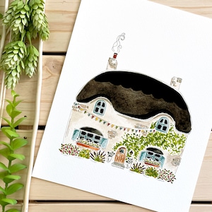 English Cottage Watercolor Art Print | 8x10 Print | Travel Art | Wall Decor | Cottage Illustration | Cotswolds | Travel Gift | Home Decor