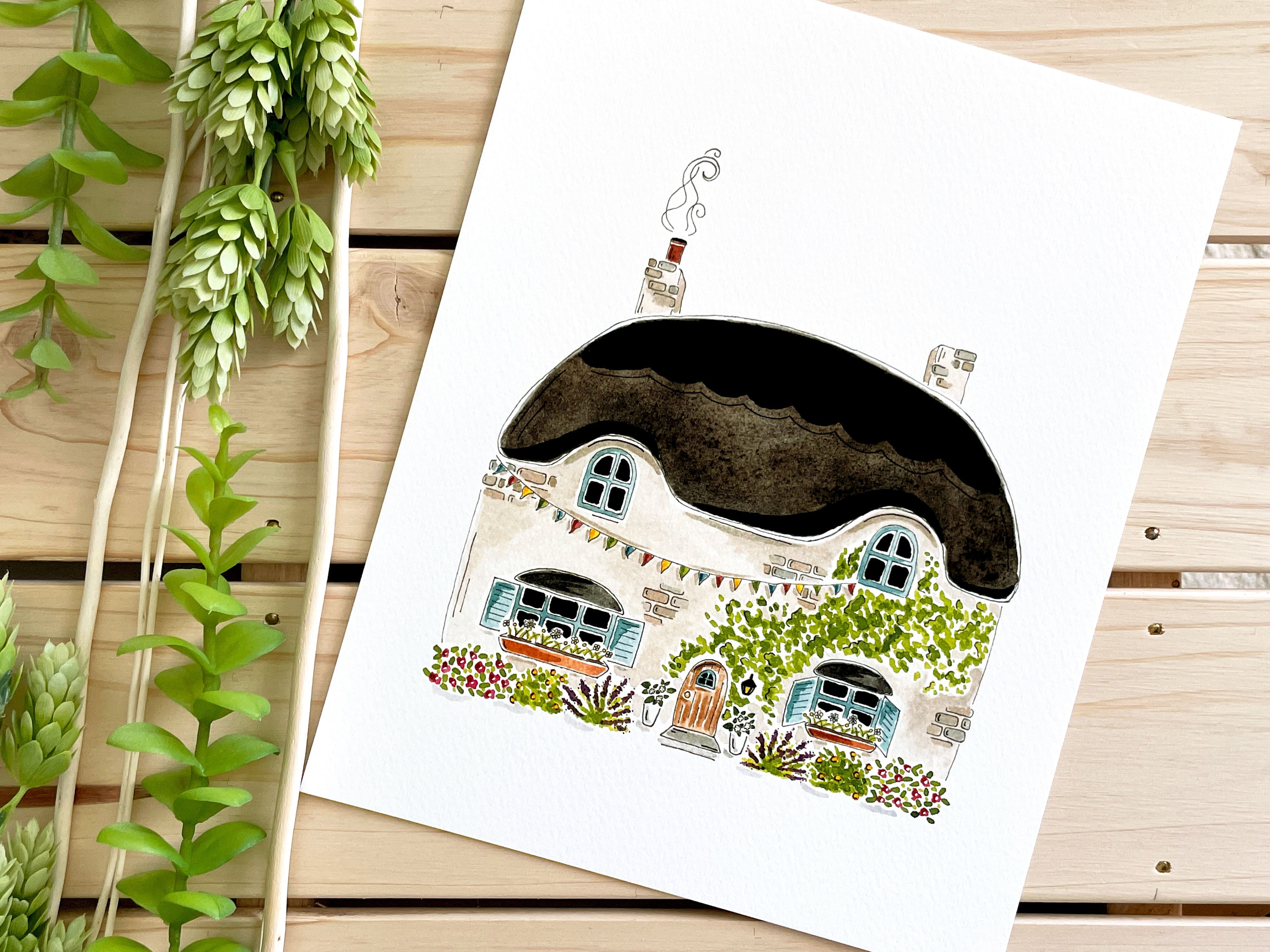 English Cottage Watercolor Art Print | 8x10 Print | Travel Art | Wall ...