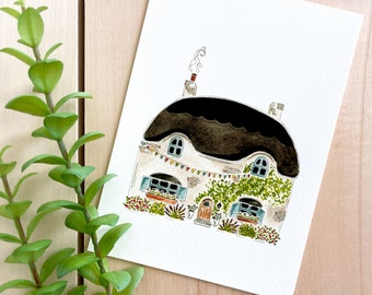 Cotswold Cottage Pen and Ink Giclee Art Print- Illustration, Gift for ...
