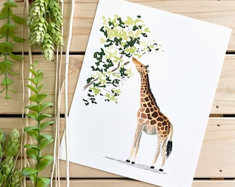 Giraffe Art Print | 8x10 Print | Wildlife Painting | African Wildlife | Serengeti | Animal Art | Wall Decor | Safari Art | Home Decor