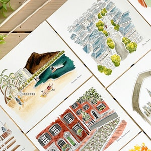 Set of 3 City Watercolor Prints | 8x10 Prints | Custom Wall Art | City Illustrations | Travel | Home Decor | Skyline | Housewarming Gifts