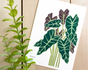 Alocasia Art Print | 5x7 Print | Botanical Wall Art | Floral Decor | Houseplant Painting | Plants | Leaf Print | Farmhouse | Home Decor