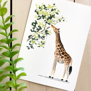 Giraffe Art Print | 5x7 Print | Wildlife Painting | African Wildlife | Serengeti | Animal Art | Wall Decor | Safari Art | Home Decor