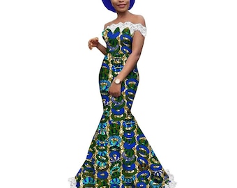 Robes d’invités de mariage Ankara / Tenue nigériane | Ankara/ dentelle / robe africaine / femmes fêtards d’Ankara / robe africaine Aso-ebi wax