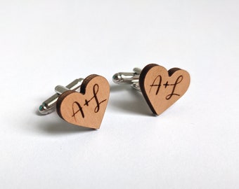 Valentine's Gift for Men - Gift for Boyfriend Fiance Husband - Personalized Custom Romantic Valentine's Day Present for Him - Wood Cufflinks