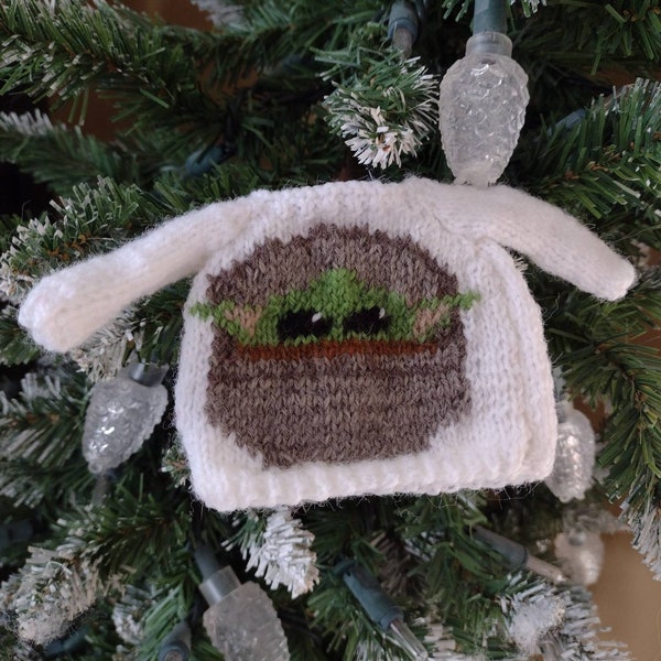 Baby Alien Mini White Sweater Ornament/elf sweater