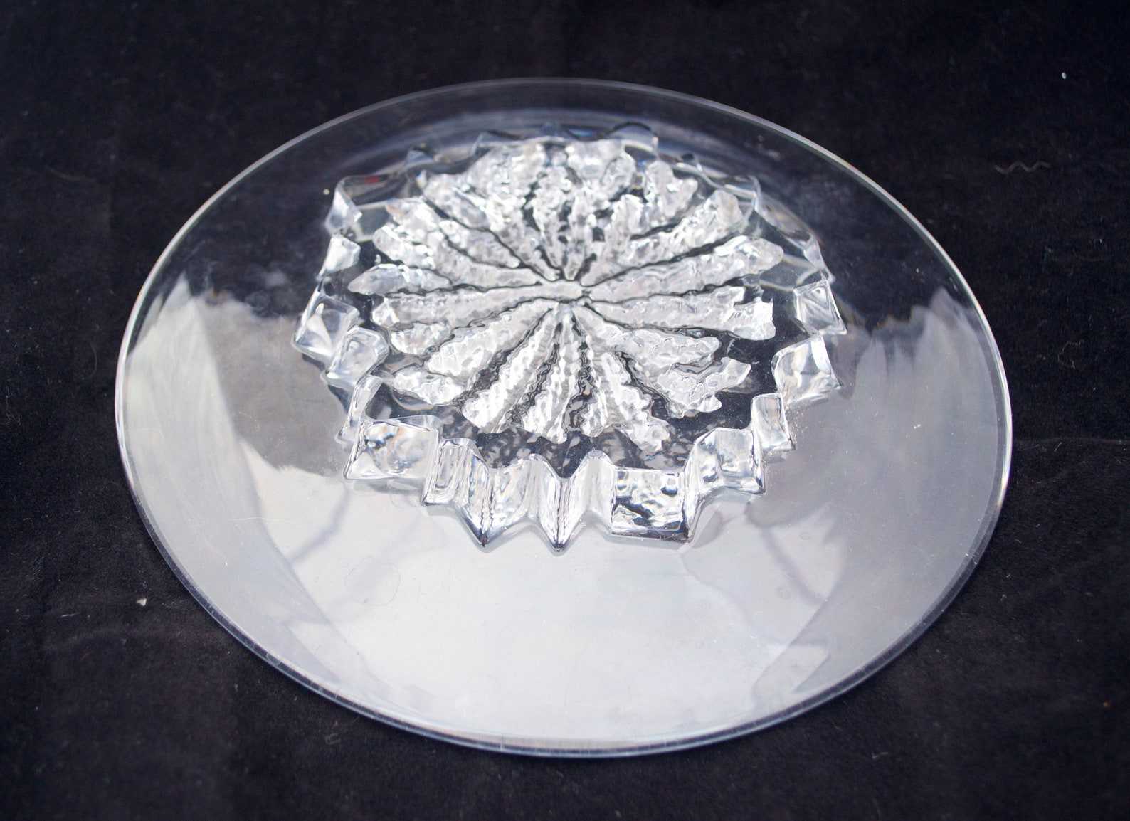Hadeland Norway NAUTILUS Art Glass Crystal Platter by Willy Johansson