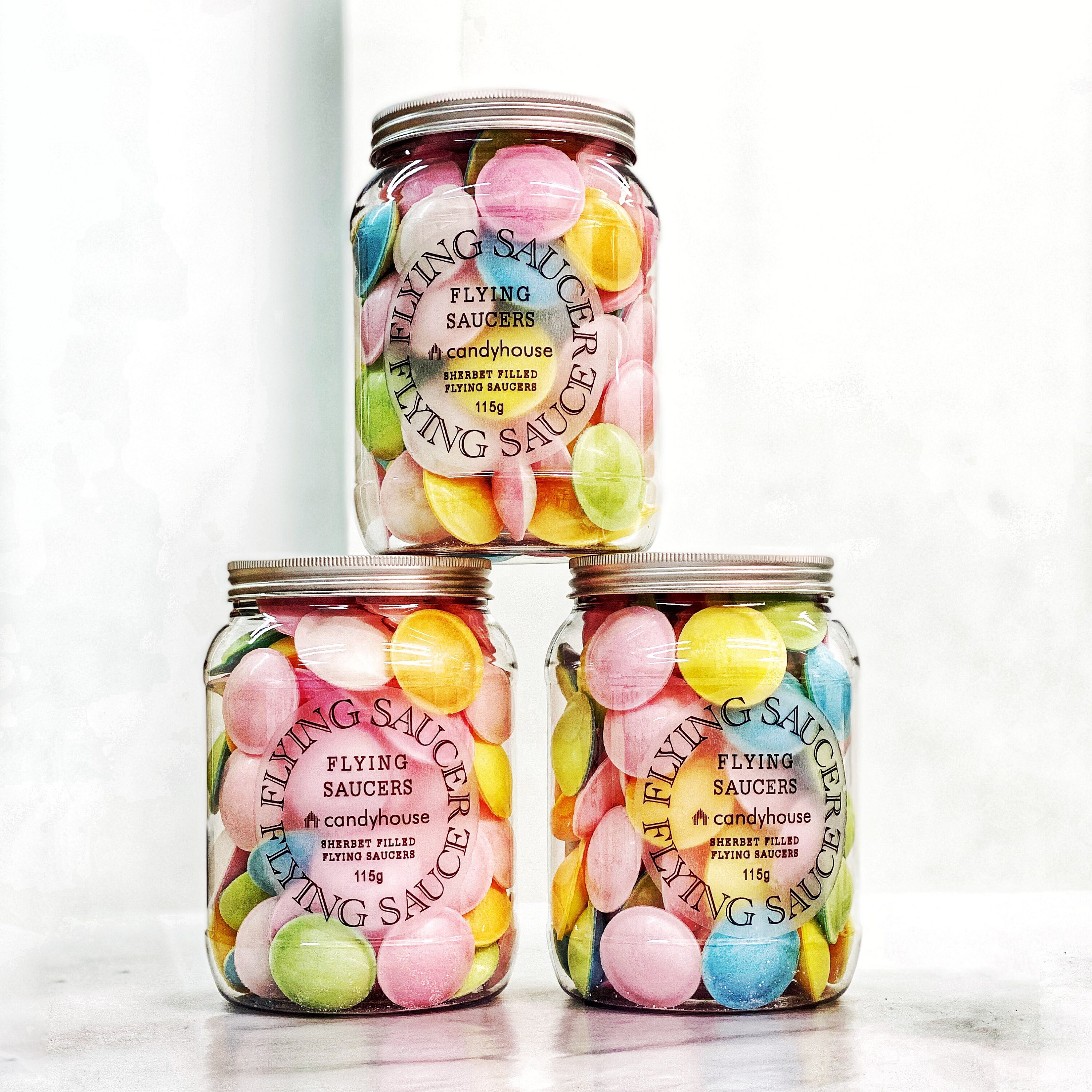 Flying Saucers in Giant Jar, Retro Sweets, Vegan, Vegetarian, Blast