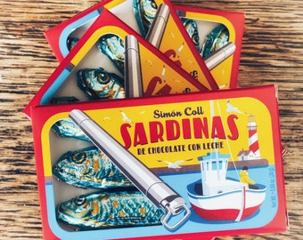 Chocolate Sardines & Fishing Hell Liquorice Comfits gift for him, fishing gift, gone fishing, birthday gift