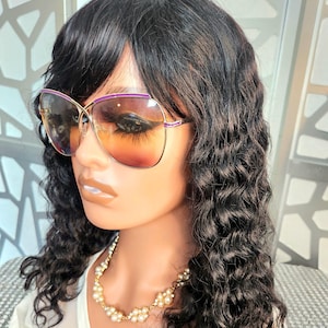Black Wig Wavy Wig With  Bangs 100% Human Hair Wig Unprocessed Brazilian Remy Wig with bangs Black Wig Curly Wig Real Wig Human Wig Glueless