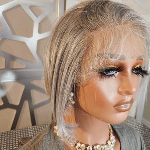 Remy Human Hair Gray Bob Wig: 13x6 Lace Front, Glueless