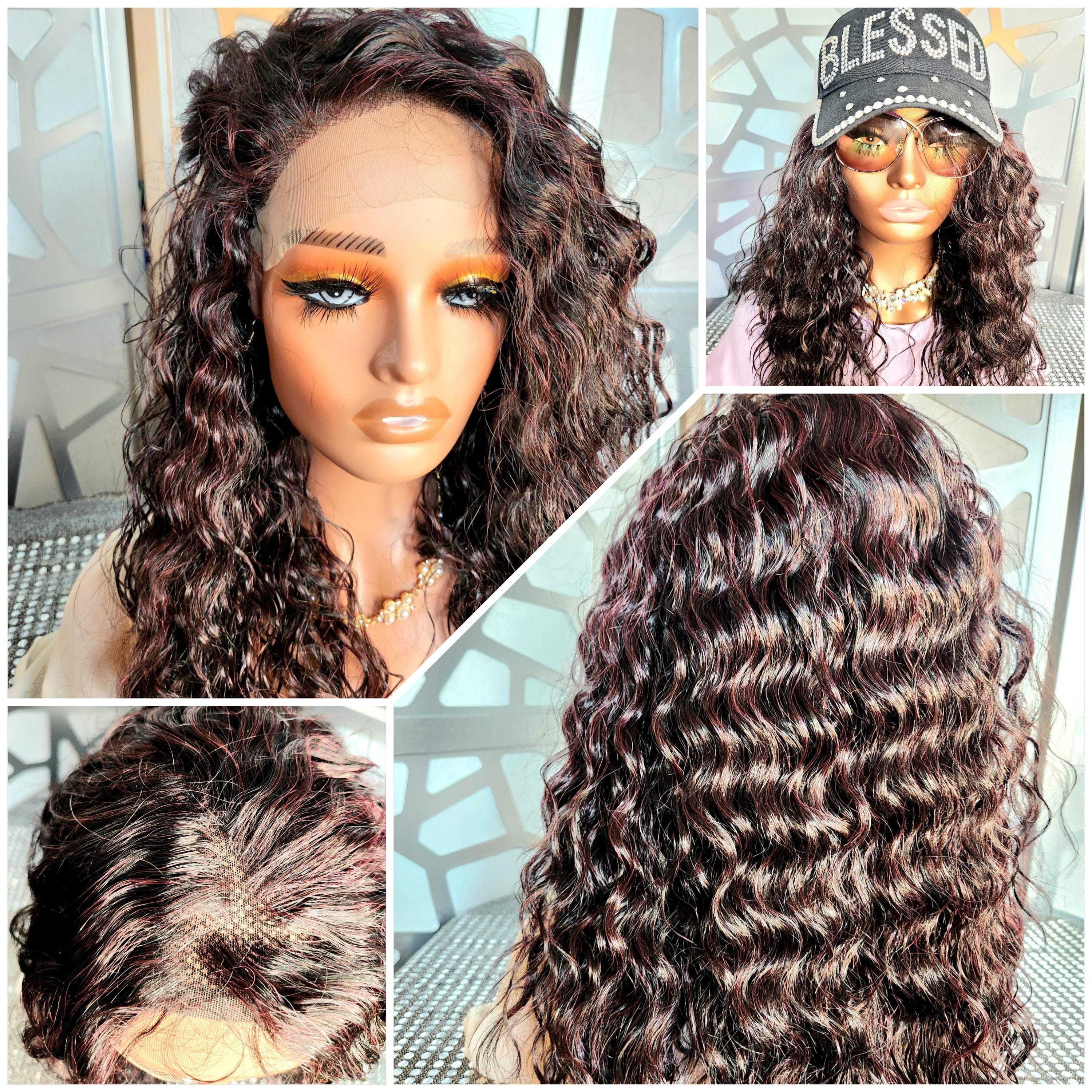 Black Wavy Wig: 13x6 Freeparting Human Hair Blend Lace Wig  display picture 1