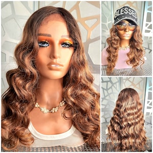 Kinky Hair Red Wig Wavy Wig Lace Front Wig Ombre Auburn Wig Natural Yaki Wig Glueless Wig  Bodywave Wig Ginger Wig Heat Safe