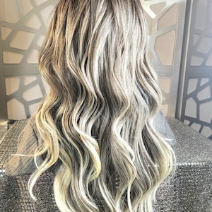 Platinum Blonde Wig Wavy Long Wig Ombre Blonde Lace Front Wig White Blonde Wig, Long Blonde Wig Curly  Blonde Wig Glueless Wig Heatsafe