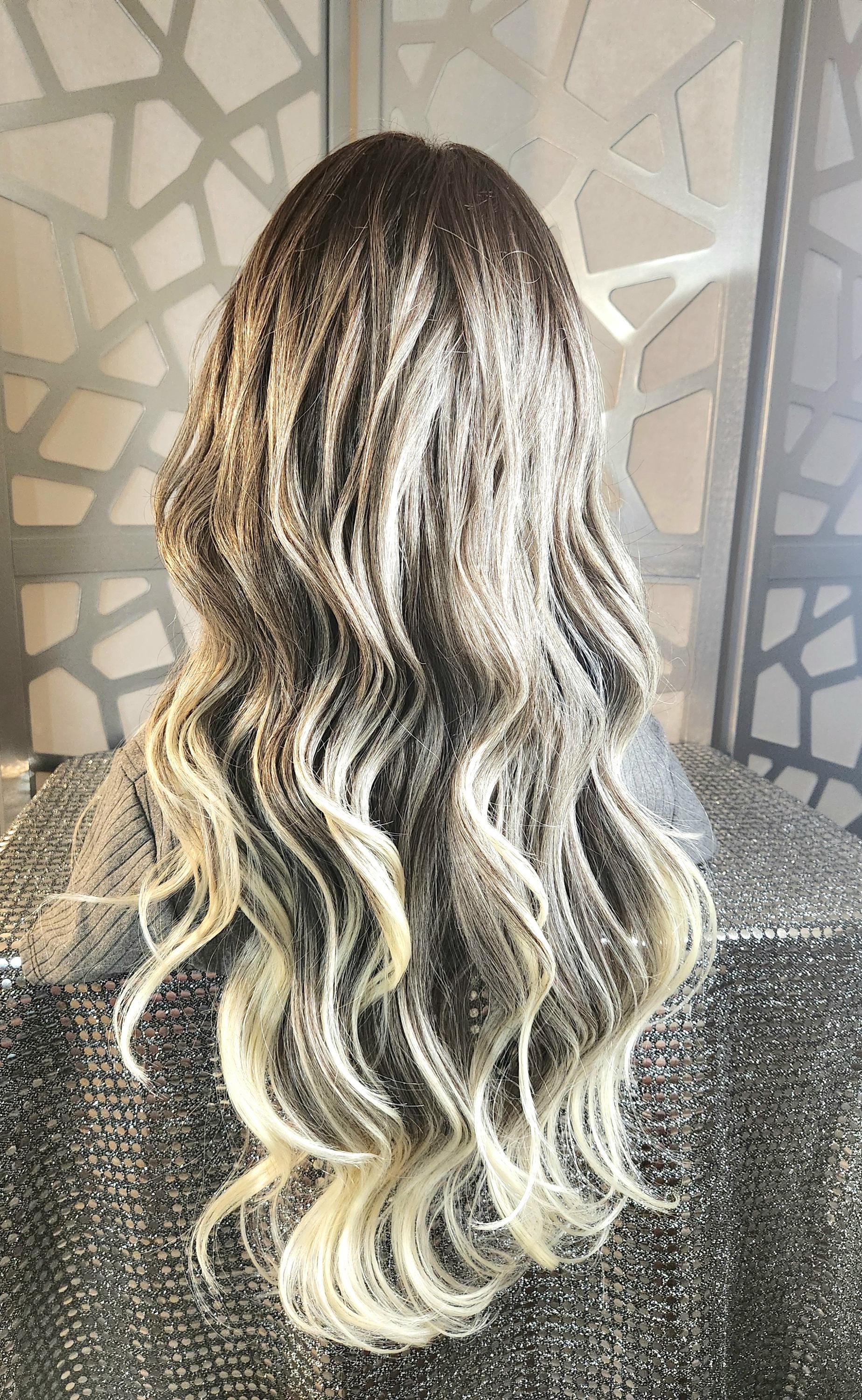 Human Wig Platinum Balayage