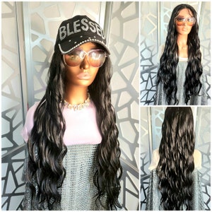 34&quot;   Black Curly Wig Lace Front Wig Wavy Long Wig Glueless Extra Long Wig Curly Black Wig Heat Safe Daily Wear Or Hair Loss Light Destiny