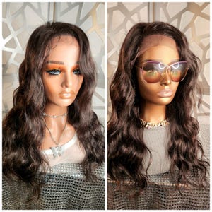 24&quot; Brown Wavy Human Hair Wig: Brazilian Remy 13x6 Lace Front
