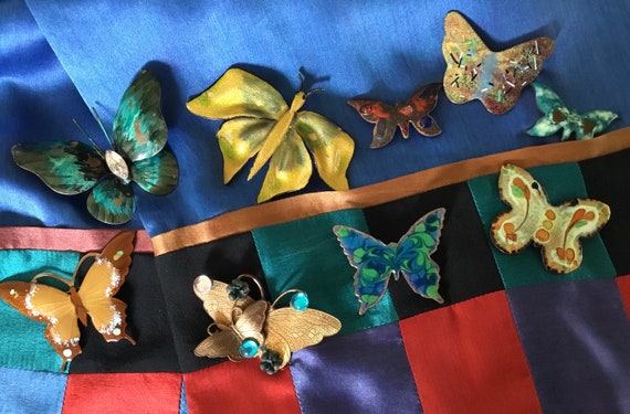 Vintage enameled butterflies - image 1